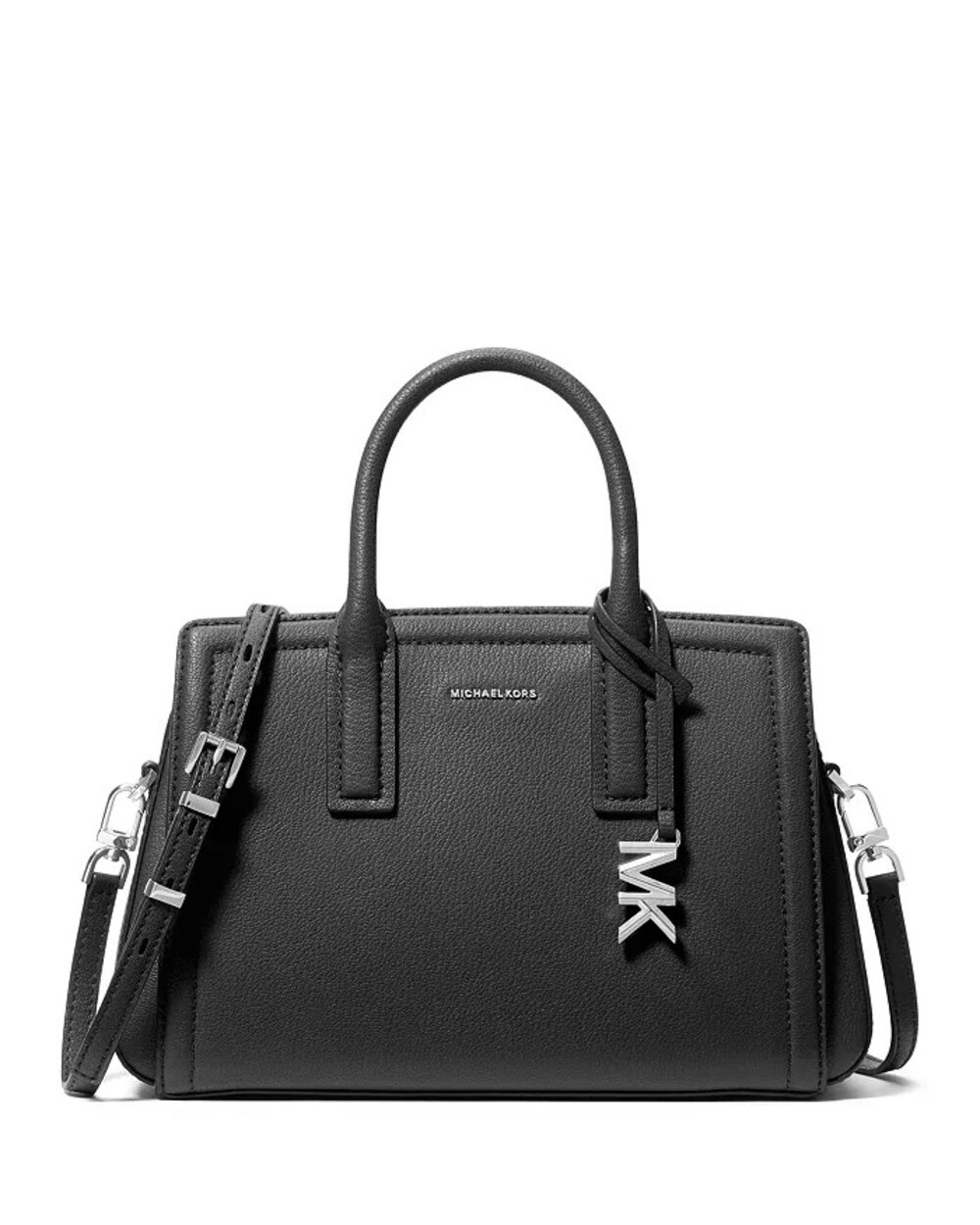 Michael Kors Laila Small Leather Satchel Black Pebbled Leather Satchel